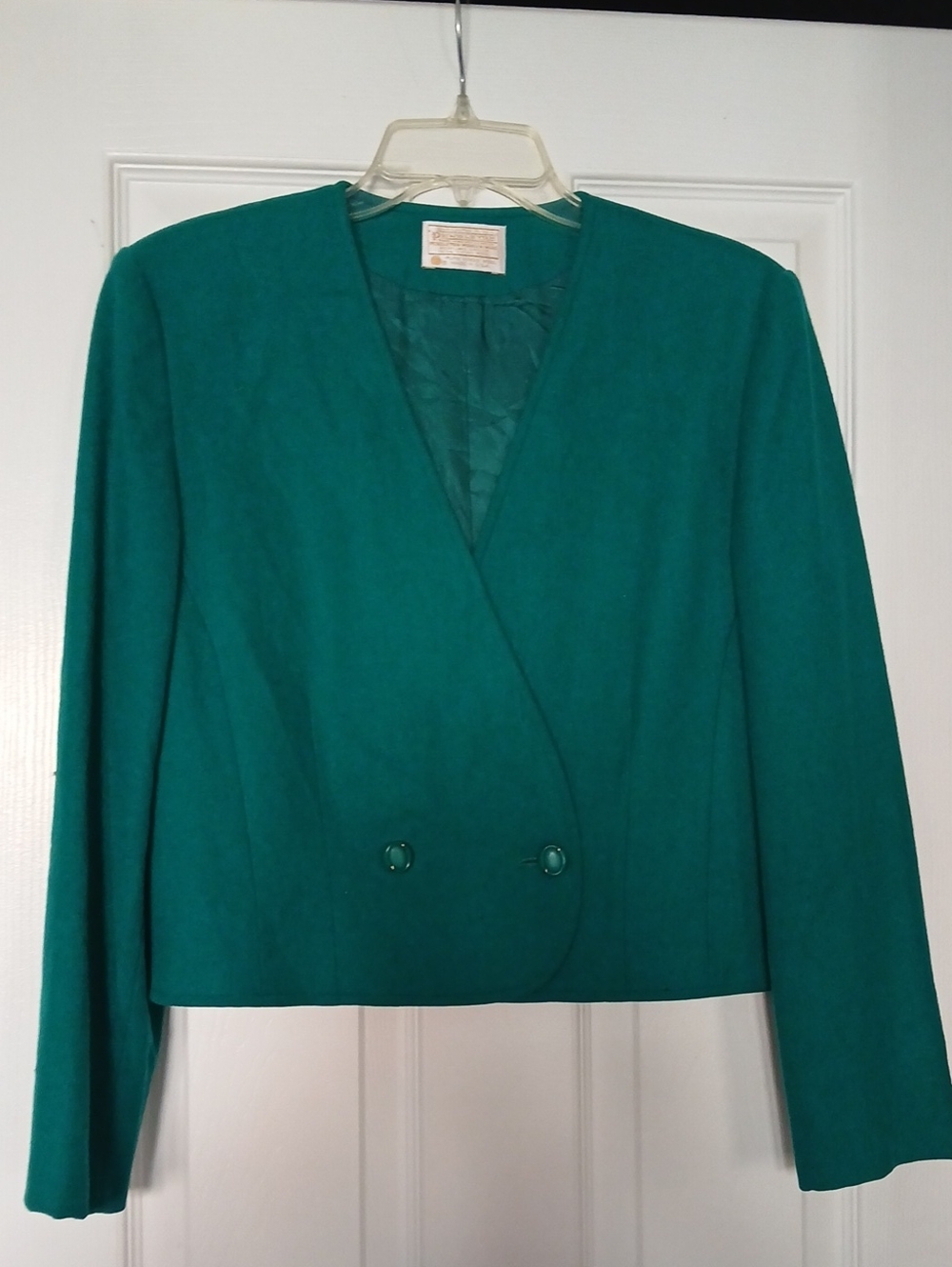 Pendleton Teal Cropped Double-Button Blazer